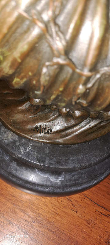 Bronze Art Nouveau Lady  sitting on a Nautilus shell vessel with waves 30cm