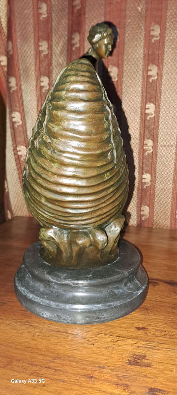 Bronze Art Nouveau Lady  sitting on a Nautilus shell vessel with waves 30cm