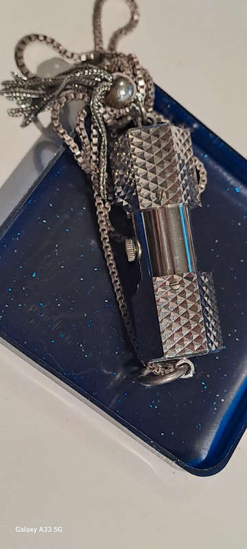 Vintage Bucherer PeekABoo Stainless Steel Manual Wind Ladies Pendant Watch