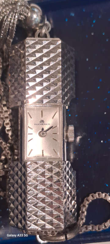 Vintage Bucherer PeekABoo Stainless Steel Manual Wind Ladies Pendant Watch