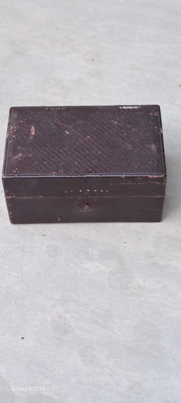 Rare antique Victorian copper and leather double inkwell and pen wipe lovely condition
