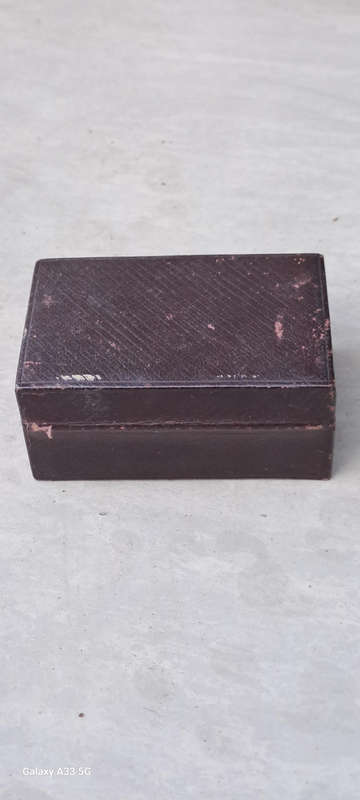 Rare antique Victorian copper and leather double inkwell and pen wipe lovely condition