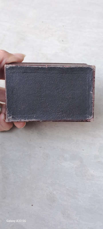 Rare antique Victorian copper and leather double inkwell and pen wipe lovely condition