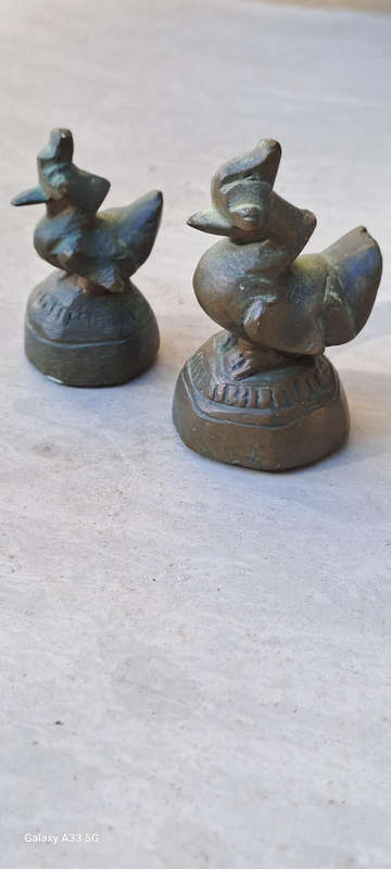 Pair of Antique  Burmese Bronze opium weights Hintha/Brahmani duck