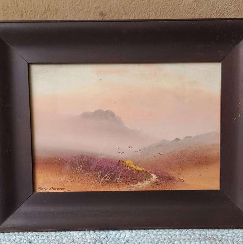 pair of paintings signed Alex Pocock England Highland Scenes