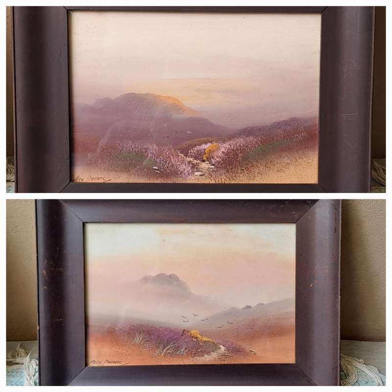 pair of paintings signed Alex Pocock England Highland Scenes