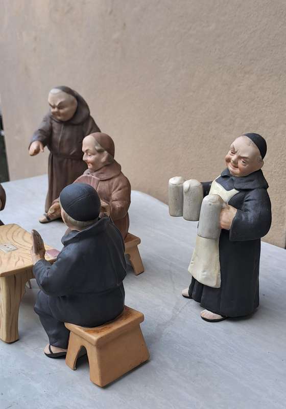 Carl Scheider German bisque monks playing cards every expresive