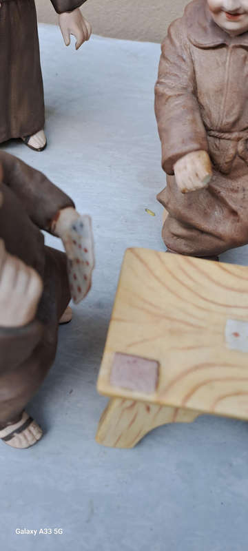 Carl Scheider German bisque monks playing cards every expresive