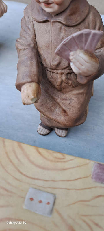 Carl Scheider German bisque monks playing cards every expresive