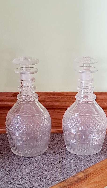pair of glass decanters