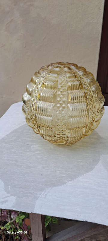 Amber Glass Art Deco large lampshade/globe