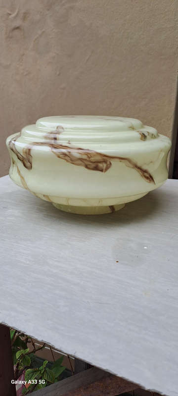 Art deco marbled glass lamp shade/ glass fixture globe 30cm diam