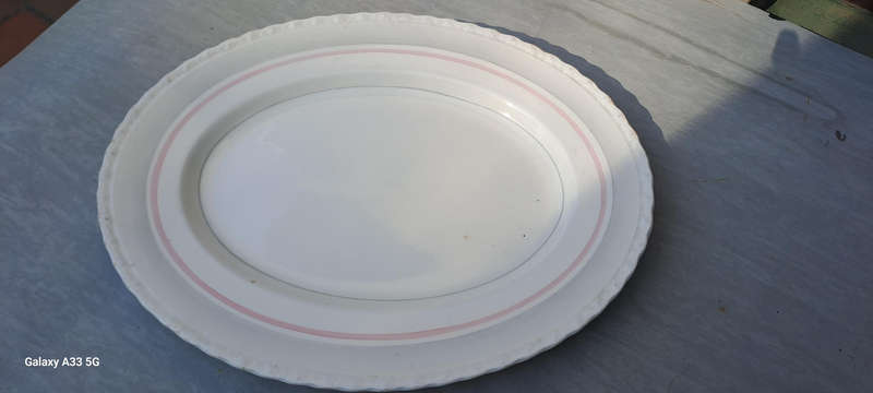 lovely oval platter, white grey and pink Myott & Son England