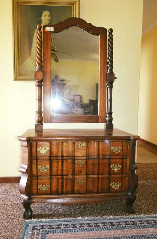 Cape stink wood antique Cheval mirror with 3 drawers