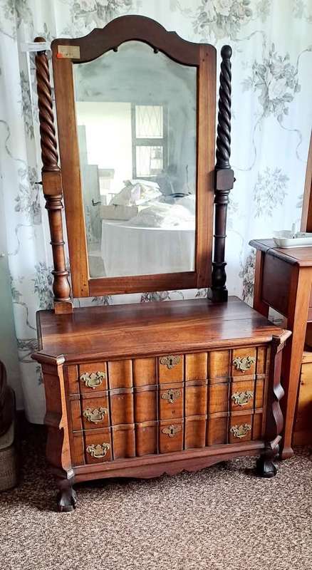 Cape stink wood antique Cheval mirror with 3 drawers