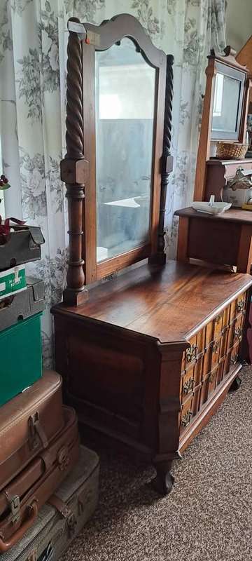 Cape stink wood antique Cheval mirror with 3 drawers