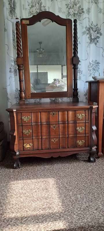 Cape stink wood antique Cheval mirror with 3 drawers