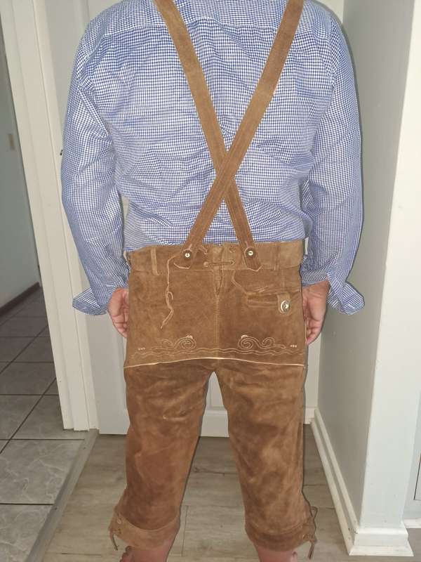 Traditional Spirit of Bavaria German genuine leather Lederhosen with shirt size 34/36
