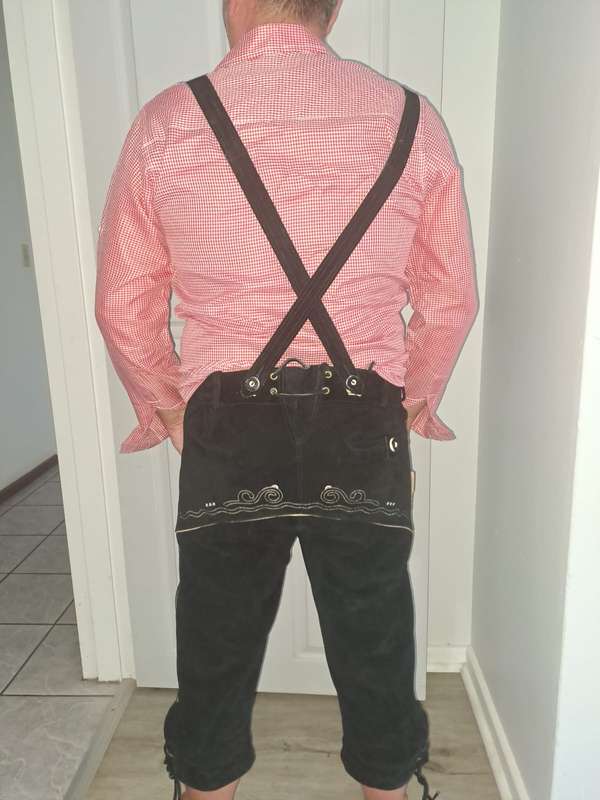 Traditional Spirit of Bavaria German genuine leather Lederhosen with shirt size 34/36
