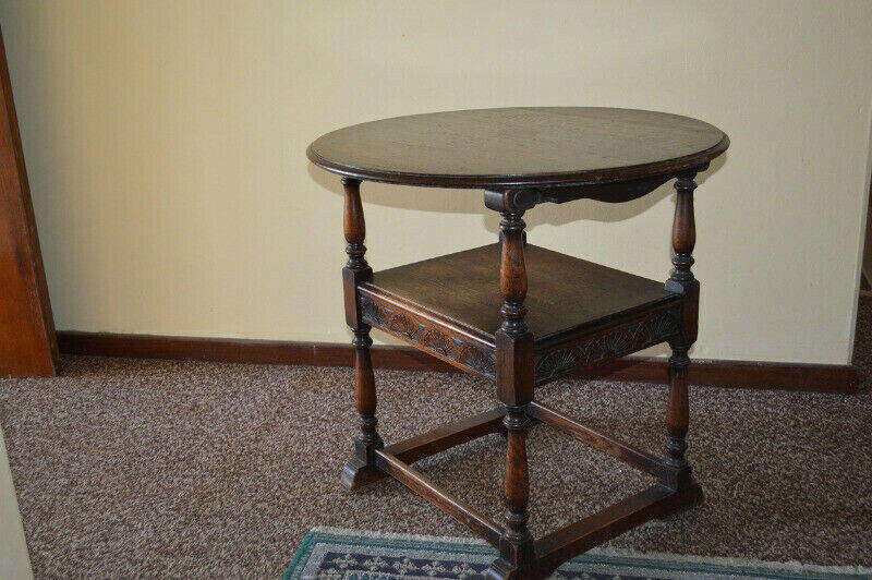 19th century antique Monk`s bench/ table of carved oak 1890`s