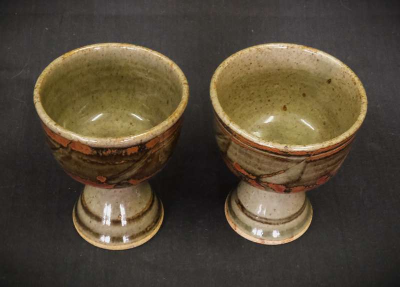 Beautiful Pair of Ceramic Wine/Aperitif Glasses