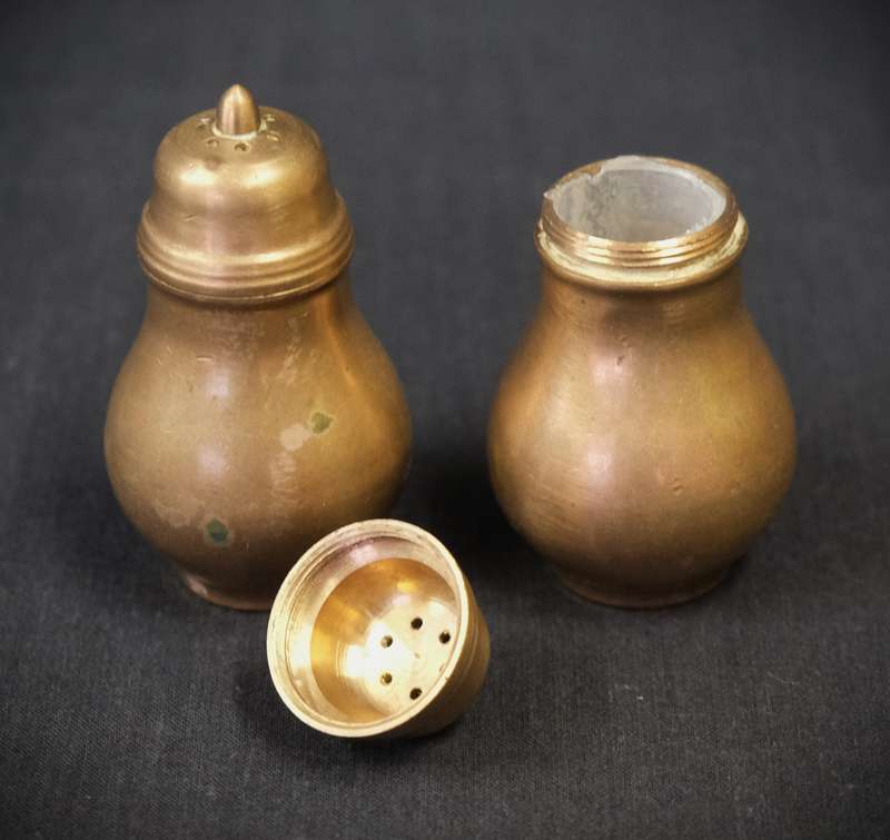 Vintage Brass Pepper and Salt