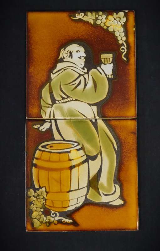 Vintage Liebermann Tile Mural - Man Drinking Wine