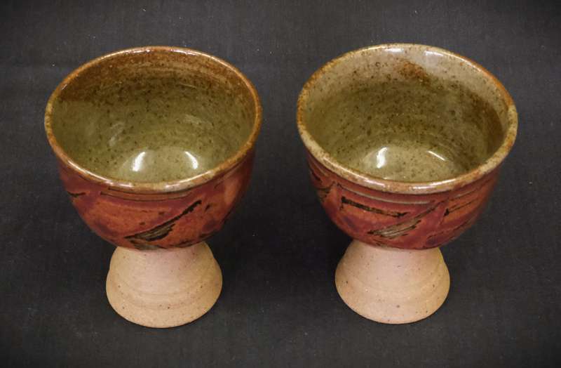 Beautiful Pair of Ceramic Wine/Aperitif Glasses