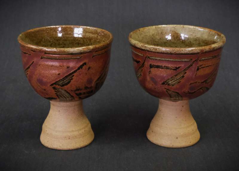 Beautiful Pair of Ceramic Wine/Aperitif Glasses