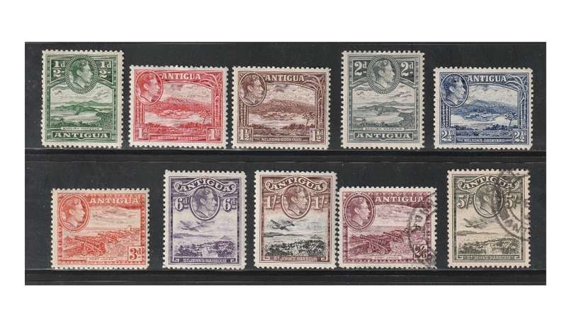 Antigua 1938-51 KGVI P/Set MM. 2/6d and 5/- used.