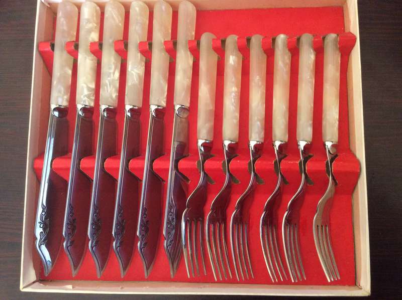 Faux Mother of Pearl Knife & Fork Cutlery Set by Sheffield Steel