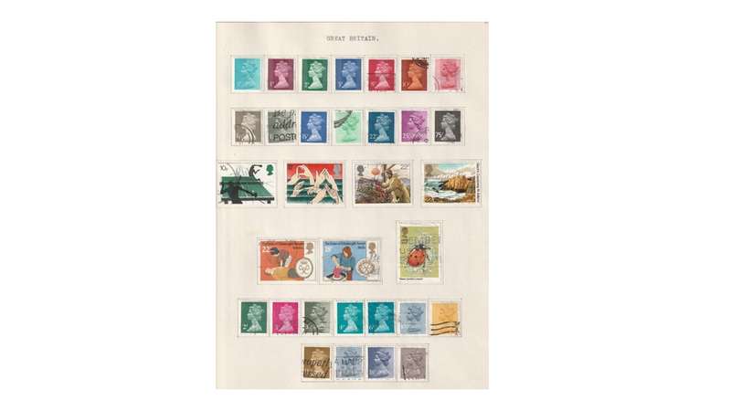 Great Britain & Commonwealth 15 Page selection of stamps with a few high Cat. value stamps.
