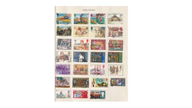 Great Britain & Commonwealth 15 Page selection of stamps with a few high Cat. value stamps.