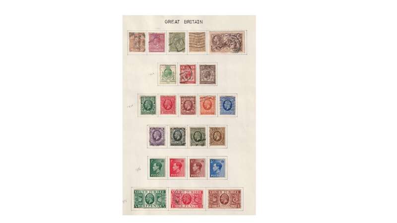 Great Britain & Commonwealth 15 Page selection of stamps with a few high Cat. value stamps.