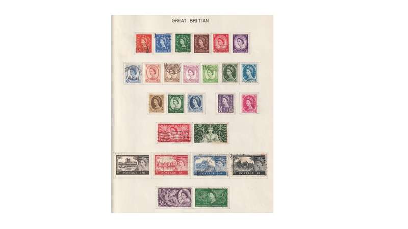 Great Britain & Commonwealth 15 Page selection of stamps with a few high Cat. value stamps.
