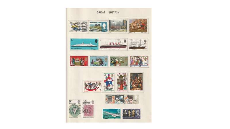 Great Britain & Commonwealth 15 Page selection of stamps with a few high Cat. value stamps.