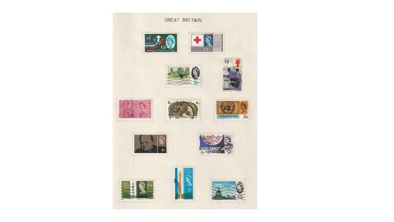 Great Britain & Commonwealth 15 Page selection of stamps with a few high Cat. value stamps.