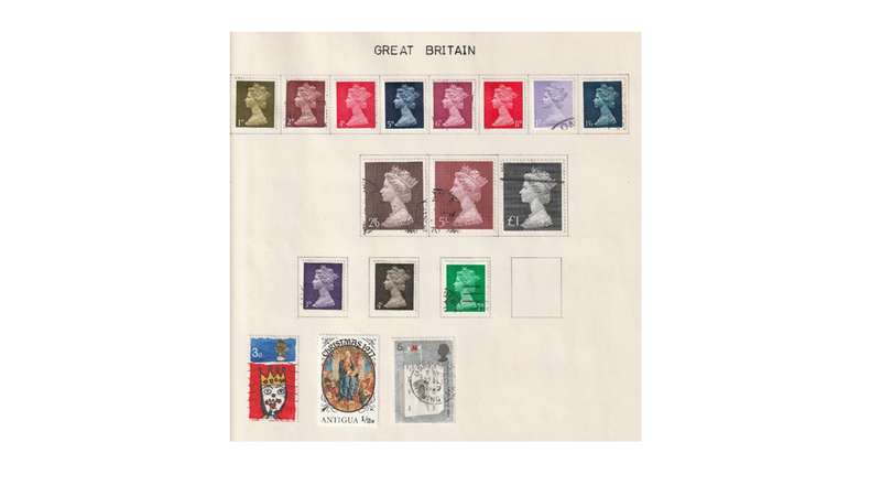 Great Britain & Commonwealth 15 Page selection of stamps with a few high Cat. value stamps.