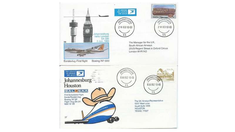Republic of South Africa 11 Off SA Airways Historic Envelopes. "Those were the days"
