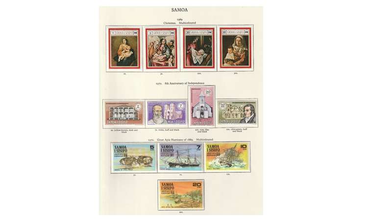 Samoa 10 Page Selection of Stamps. Mint & Very Lightly Hinged SG (2008) Cat Value R1325.