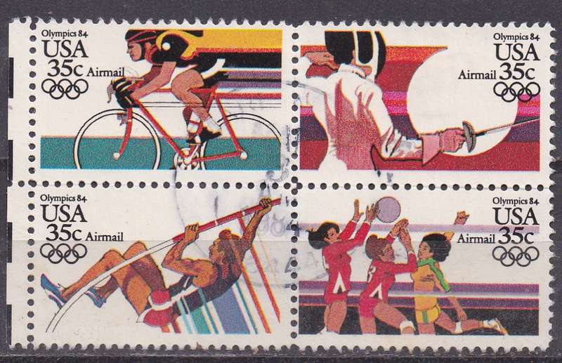 USA 1983 summer olympics 1984 block of 4 FU