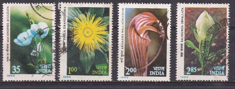 India 1982 Himalayan flowers full set FU