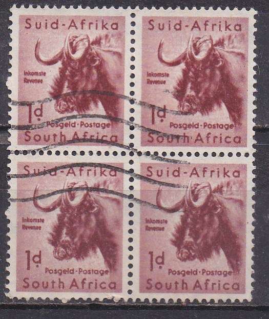 Union of SA 1959-61 definitive issue 1d type i block of 4 FU
