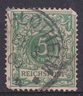 Germany 1889-1900 Reichspost 5pf yellow-green FU