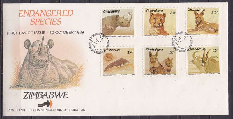 Zimbabwe 1989 endangered species FDC