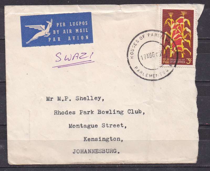 RSA 1966 cover sent from houses of parliament CPT