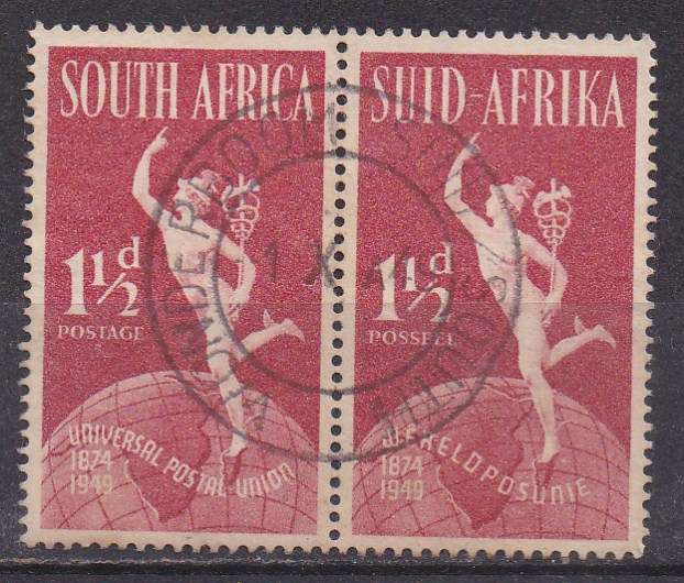 Union of SA 1949 Universal Postal Union 1 & 1/2d pair FU