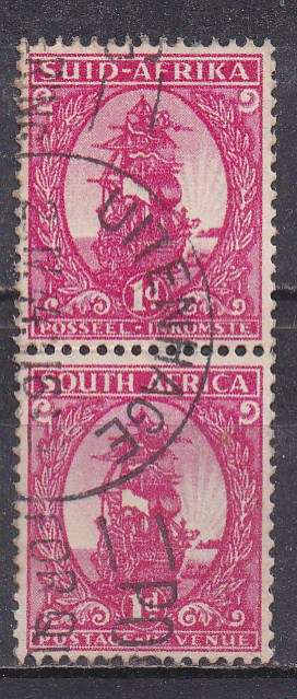Union of SA 1943 definitive coils 1d. vertical pair.  FU