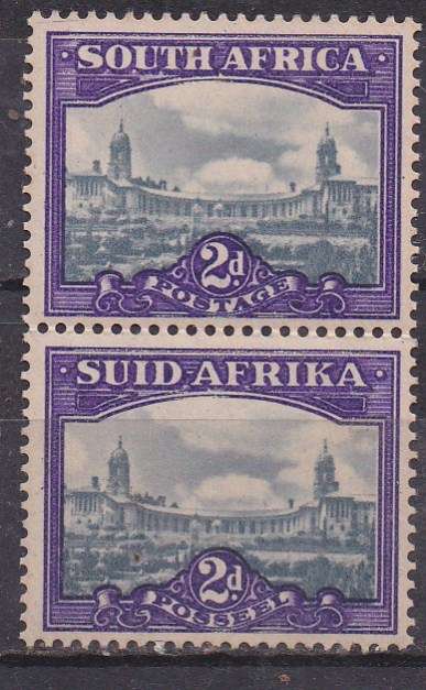 Union of SA 1945-48 redrawn union buildings 2d. vertical pair MM