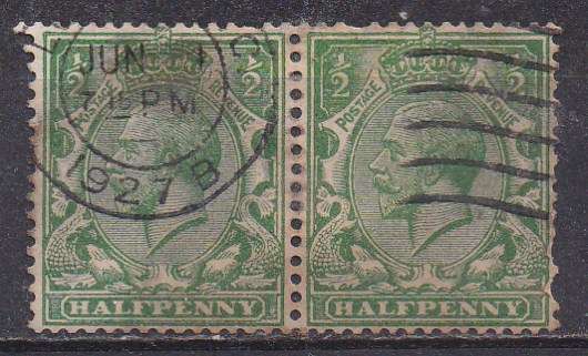Great Britain 1924-26 KG v issue 1/2d pair WMK sideways FU